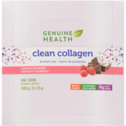 Genuine Health Clean Collagen Protein Bar, Chocolate Raspberry, 7g Collagen, Gluten Free, 8 count