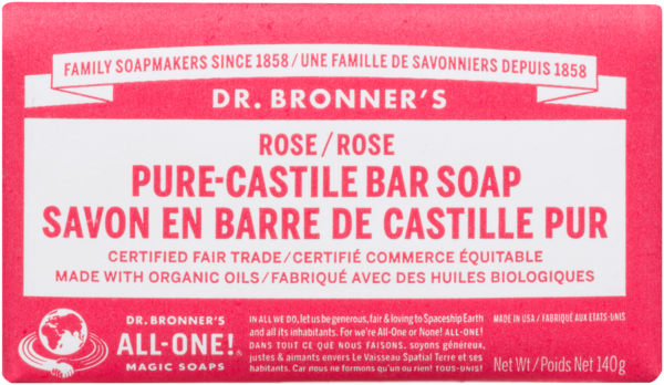 Dr. Bronner's Savon en Barre de Castille Pur Rose 140 g