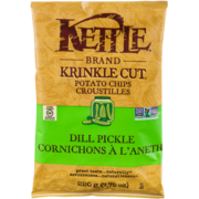 Kettle Brand Krinkle Cut Potato Chips Dill Pickle 220 g