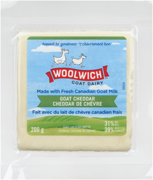 Woolwich Goat Dairy Fromage Cheddar de Chèvre 31 % M.G. 200 g