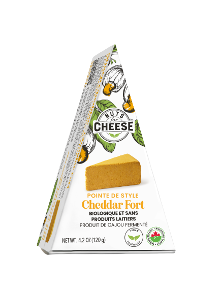Nuts for Cheese Produit de cajou fermenté pointe de style cheddar fort