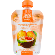 Love Child Organics Organic Puree Mangoes, Strawberries + Coconut Cream 6 Months + 128 ml