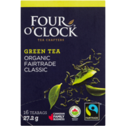 Four O'Clock Thé Vert Biologique Équitable Classique 16 Sachets 27.2 g
