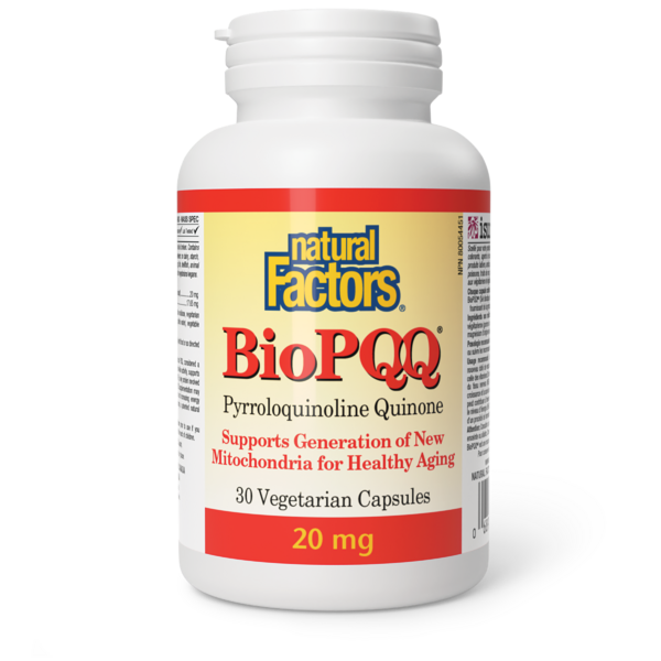 Natural Factors BioPQQ Pyrroloquinoline quinone  20 mg  30 capsules végétariennes