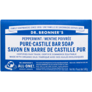 Dr. Bronner's Savon en Barre de Castille Pur Menthe Poivrée 140 g
