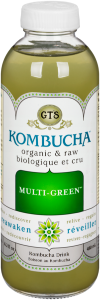 GT's Kombucha Multi-Green Boisson au Kombucha Biologique et Cru 480 ml