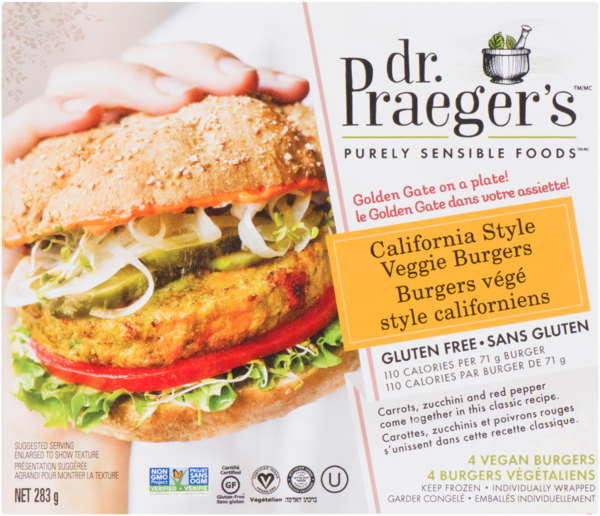 Dr. Praeger's Purely Sensible Foods Burgers Végé Style Californiens 4 Burgers Végétaliens 283 g