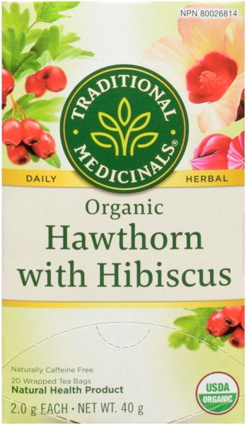 Traditional Medicinals Hawthorn with Hibiscus Organic 20 Wrapped Tea Bags x 2.0 g (40 g)