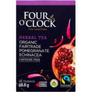 Four O'Clock Herbal Tea Organic Fairtrade Pomegranate Echinacea 16 Teabags 28.8 g