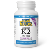 Natural Factors Vitamine K2 100 mcg 180 capsules végétariennes