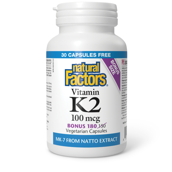 Natural Factors Vitamine K2  100 mcg  180 capsules végétariennes