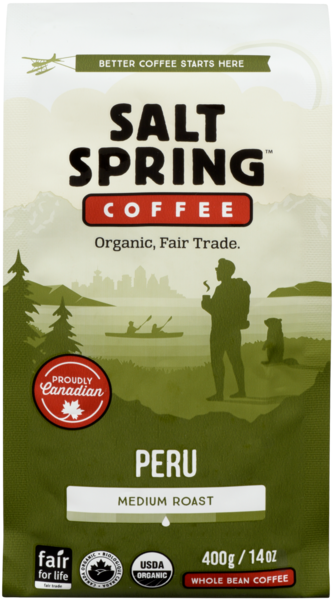 Salt Spring Coffee Café en Grains Pérou Torréfaction Moyenne 400 g