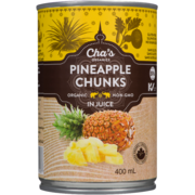 Cha's Organics Pineapple Chunks in Juice 400 ml