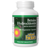 Natural Factors Chlorhydrate de bétaïne avec fenugrec 180 capsules végétariennes