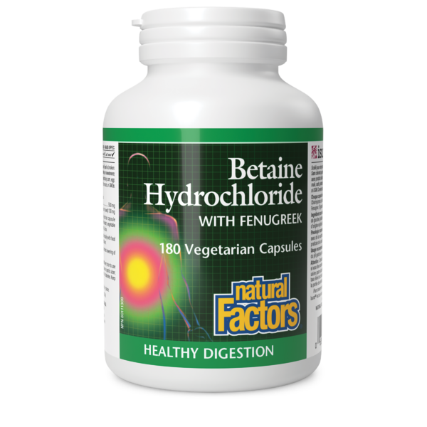 Natural Factors Chlorhydrate de bétaïne avec fenugrec   180 capsules végétariennes