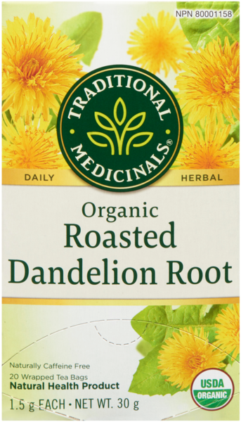 Traditional Medicinals Roasted Dandelion Root Organic 20 Wrapped Tea Bags x 1.5 g (30 g)