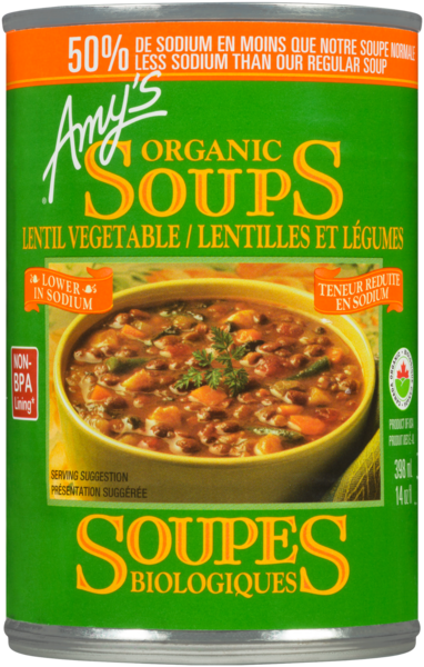 Amy's Kitchen Soupe Biologiques ~ Teneur Reduite En Sodium &   Lentilles Et Légumes