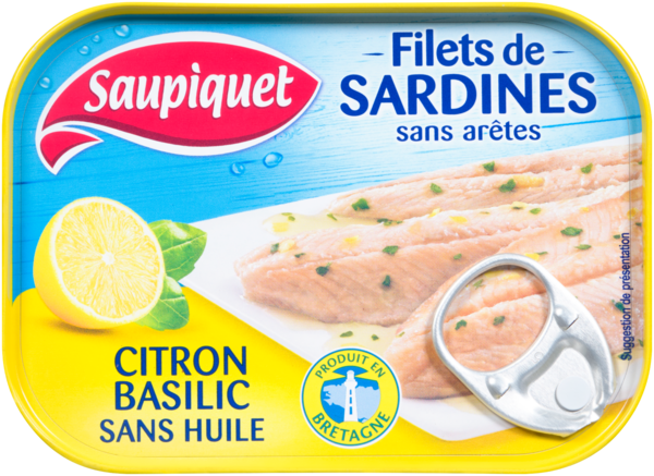 Saupiquet Filets de Sardines au Citron-Basilic Sans Huile 100 g