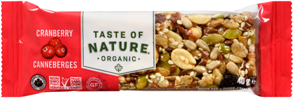 Taste of Nature Organic Barre-Collation Canneberges 40 g