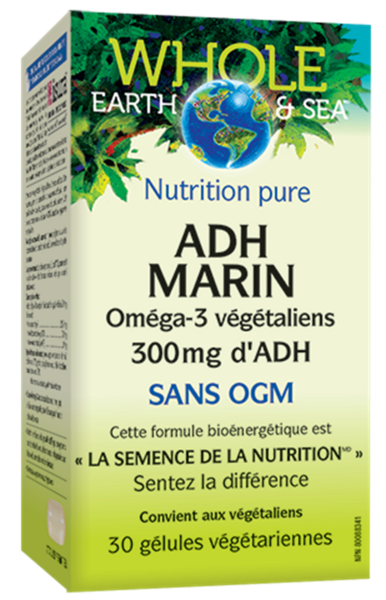 Whole Earth & Sea® Nutrition pure ADH Marin  Oméga-3 végétaliens   300 mg  30 gélules végétariennes
