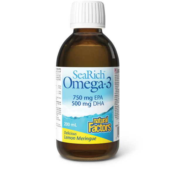 Natural Factors SeaRich Oméga-3  750 mg AEP / 500 mg ADH  200 mL liquide meringue au citron