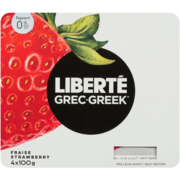 Liberté Greek Yogourt Strawberry 0 % M.F. 4 x 100 g