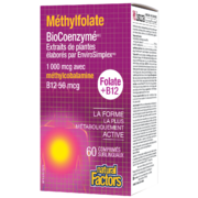 Natural Factors Méthylfolate BioCoenzymé • folate + B12 1 000 mcg/50 mcg 60 comprimés sublinguaux