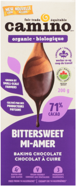 Camino Chocolat à Cuire Mi Amer Biologique 200 g