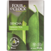 Four O'Clock Sencha Thé Vert Biologique 15 Sachets 34.5 g