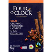 Four O'Clock Chai Organic Fairtrade Licorice Spice 16 Teabags 32 g