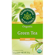 Traditional Medicinals Green Tea Ginger Organic 20 Wrapped Tea Bags x 1.3 g (26 g)