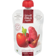 Love Child Organics Purée Biologique Pommes Patates Douces Betteraves Cannelle 6 Mois + 128 ml