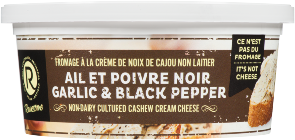 Rawesome Fromage à la Crème de Noix de Cajou Non Laitier Ail et Poivre Noir 227 g
