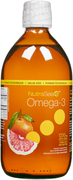 NutraSea +D Omega-3 Saveur Pamplemousse Mandarine Liquide Format Économique 500 ml