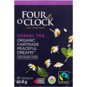 Four O'Clock Herbal Tea Organic Fairtrade Peaceful Dreams 16 Teabags 20.8 g