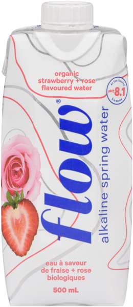 Flow Strawberry + Rose Flavoured Water Organic 500 ml