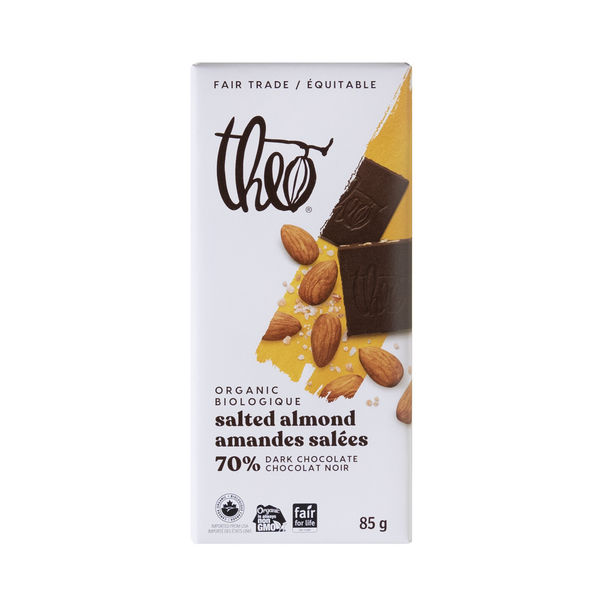 Theo 70% Chocolat Noir Amandes Salées 85 g