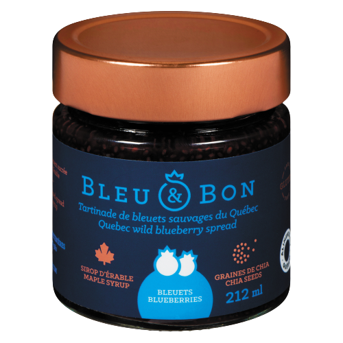 Bleu&Bon Confiture Bleuets Sauvages - Chia- Sirop D'Érable