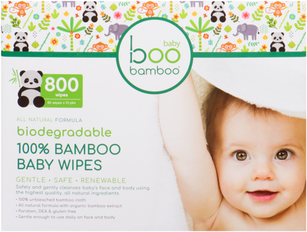 Boo Bamboo Baby Serviettes pour Bébé Faites de 100% Bambou Biodégradables 800 Lingettes