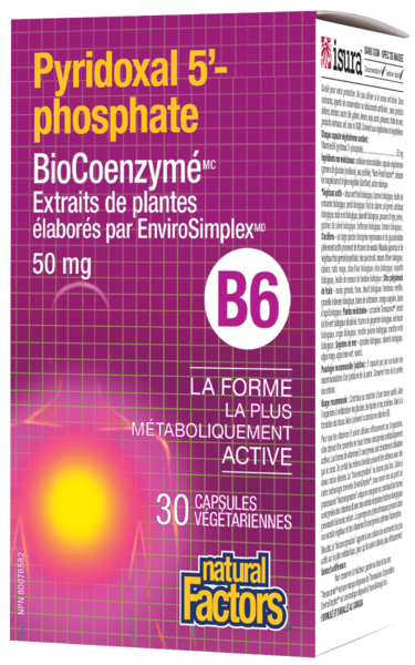 Natural Factors BioCoenzymé Pyridoxal 5’- phosphate • B6  50 mg  30 capsules végétariennes