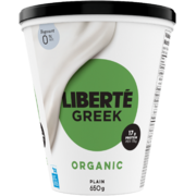 Liberté Greek Yogourt Plain Organic 0 % M.F. 650 g