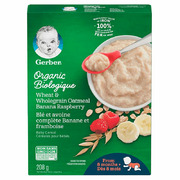 Gerber - Wheat Whole Grain Oatmeal Cereal, Banana Raspberry