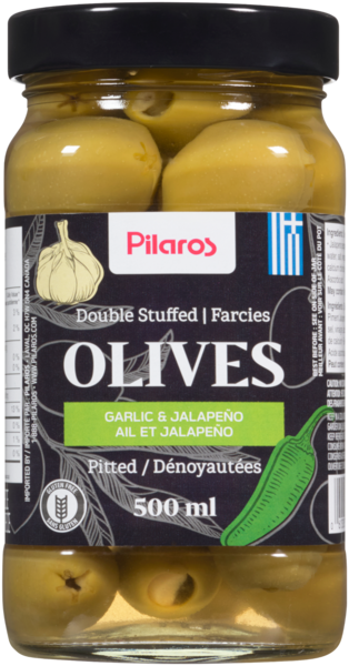 Pilaros Olives Ail et Jalapeño Dénoyautées 500 ml