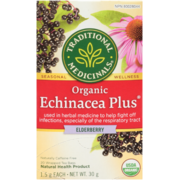 Traditional Medicinals Echinacea Plus Elderberry Organic 20 Wrapped Tea Bags x 1.5 g (30 g)