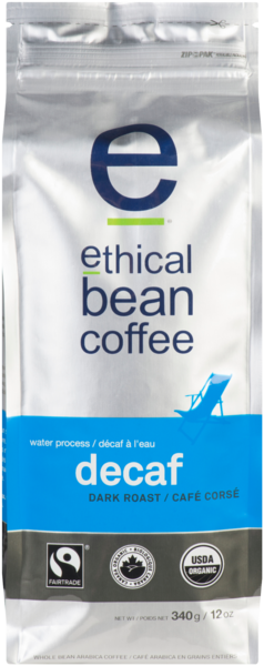 Ethical Bean Coffee Decaf Dark Roast Whole Bean Arabica Coffee 340 g