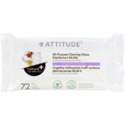 Attitude Nature + Technology All-Purpose Cleaning Wipes Disinfectant 99.99% Lavender & Thyme 72 Wipes