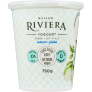 Maison Riviera Yogourt Set-Style Plain 0% Milk Fat 750 g