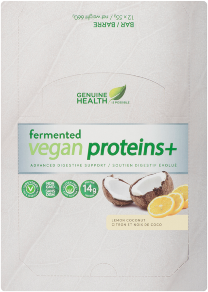 Genuine Health Fermented Vegan Proteins+ Barre, Citron Coconut
