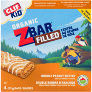 Clif Kid Zbar Filled Baked Energy Snack Double Peanut Butter Organic 4 Bars x 30 g
