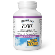Natural Factors GABA 100 % naturel 100 mg 60 comprimés à croquer arôme de fruits tropicaux
